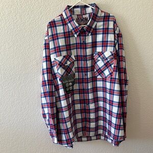 DIXXON Men's Red and Blue Plaid Live Free Forever Shirt New with Tags Size 4X